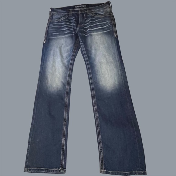 Affliction Dark Blue Denim Jeans - Picture 1 of 13